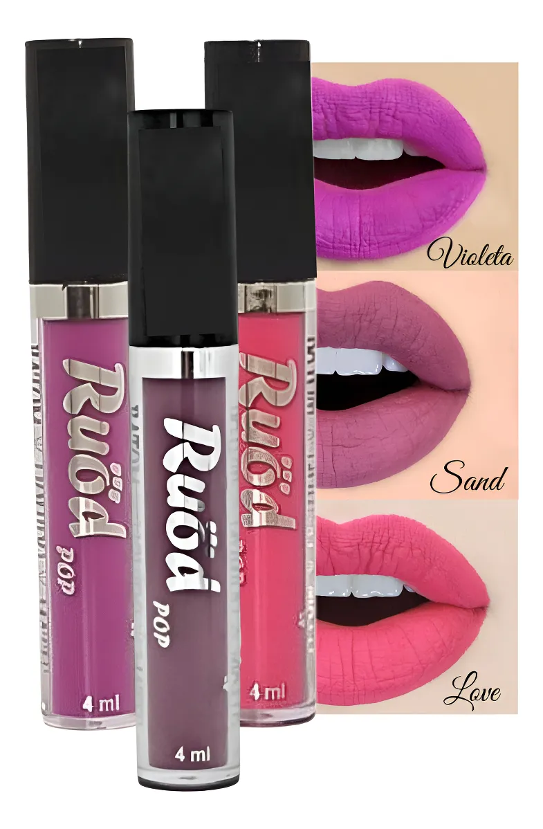Kit Com 3 Batom Líquido Matte Ruöd Pop Tons Mais Vendido