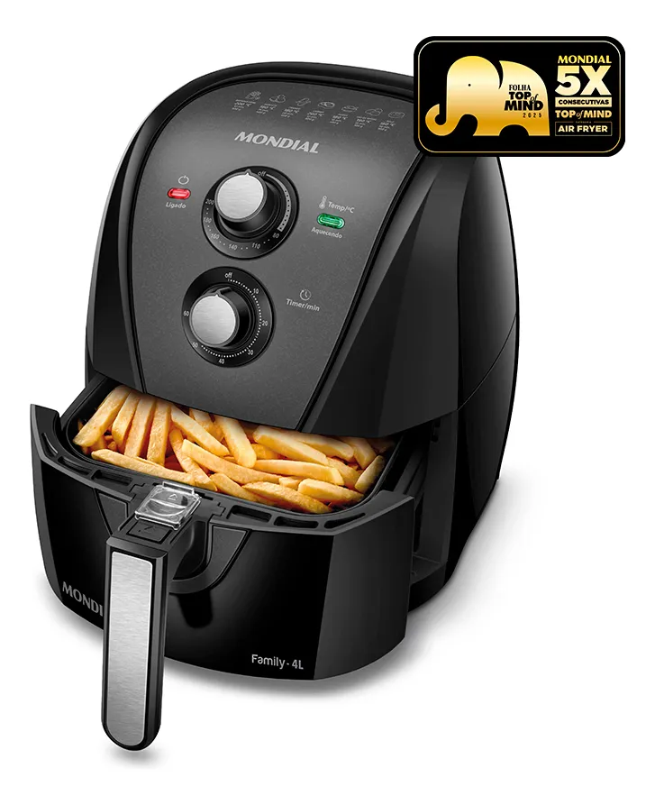Fritadeira sem óleo air fryer 4L Mondial 1500W AFN-40-BFT