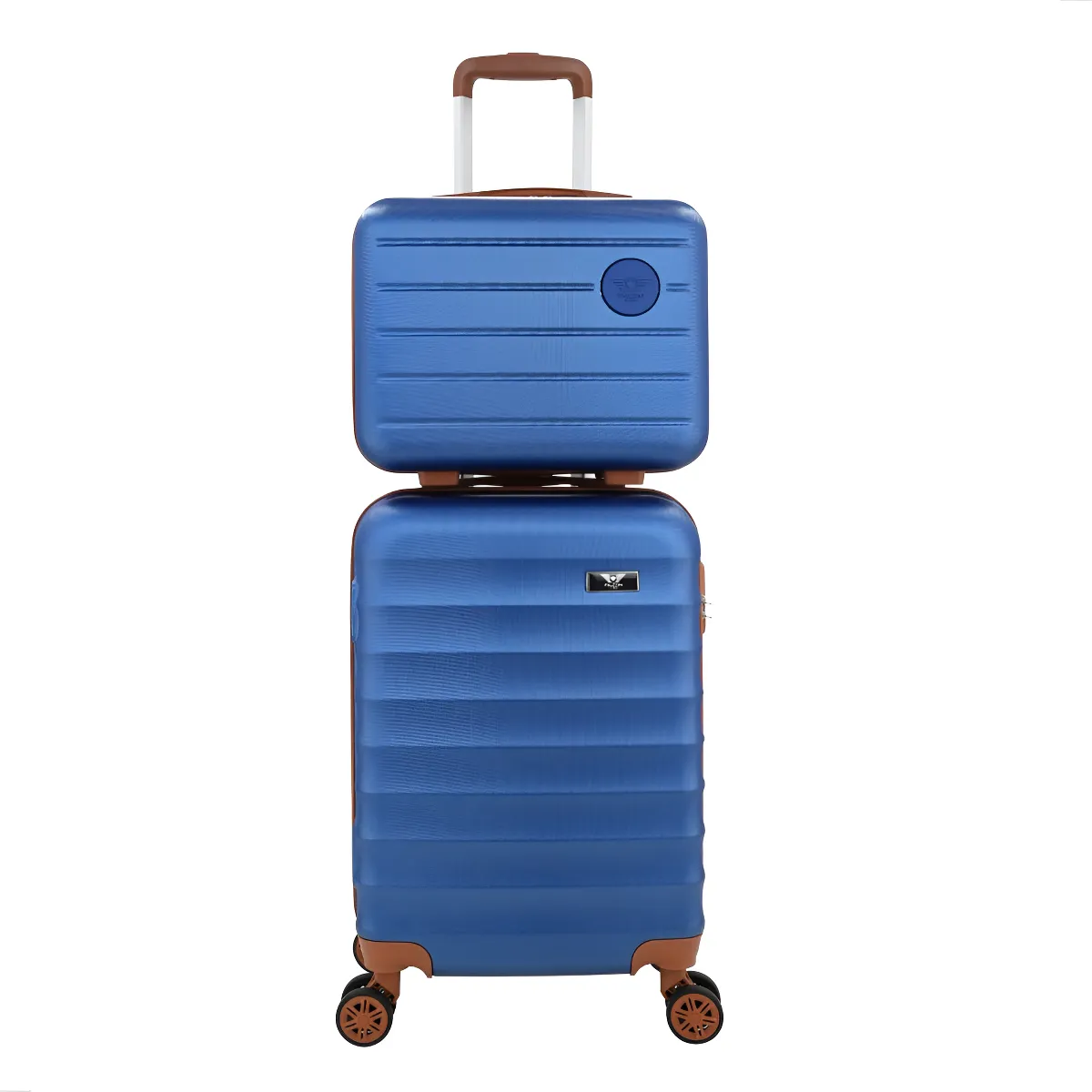 Kit Bolsa Mala Viagem Frasqueira Tamanho Pequeno com rodinha para 10kg Cor Azul-escuro