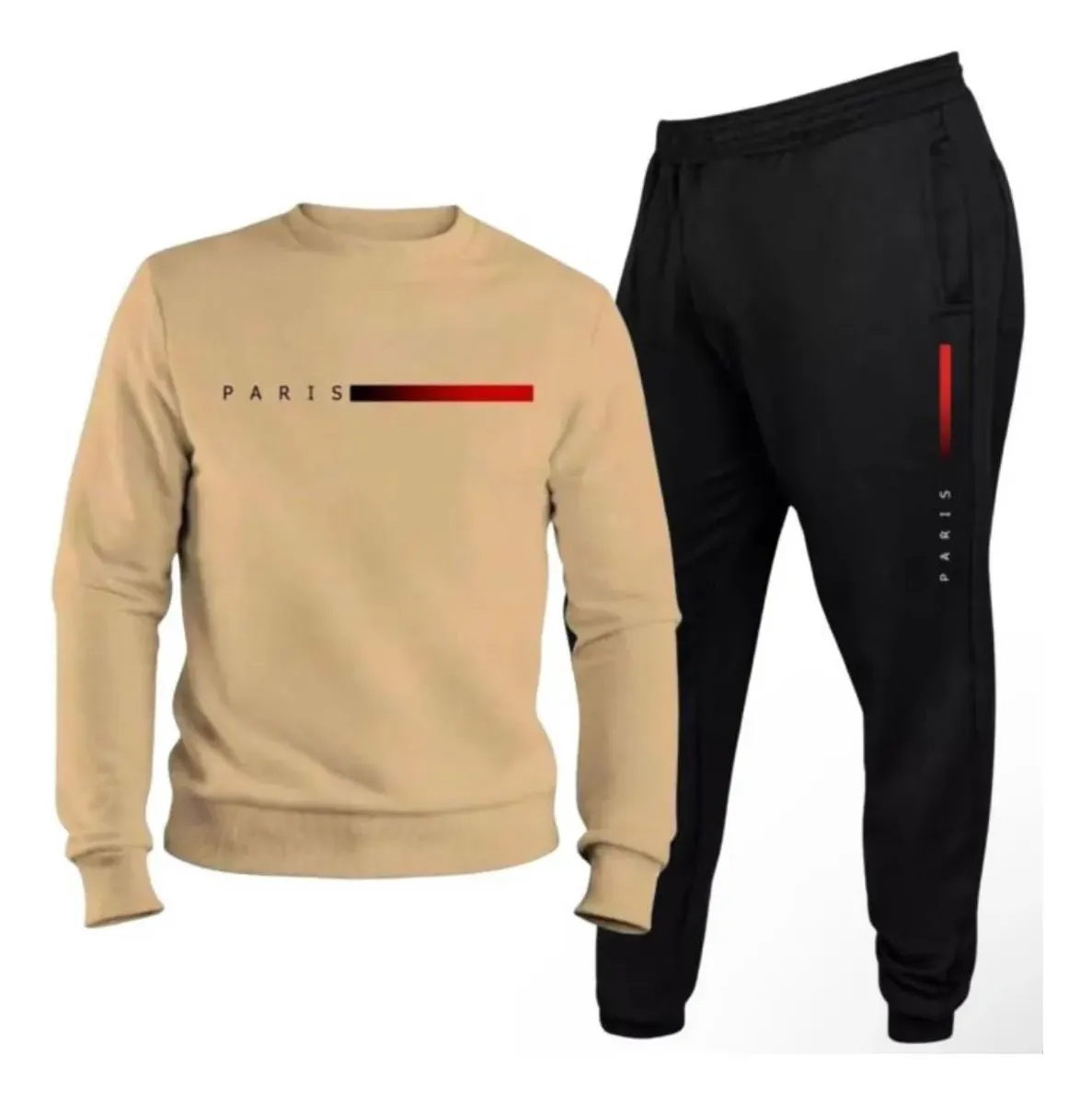 Conjunto Moletom Masculino Gola Redonda Paris E Calça Frio